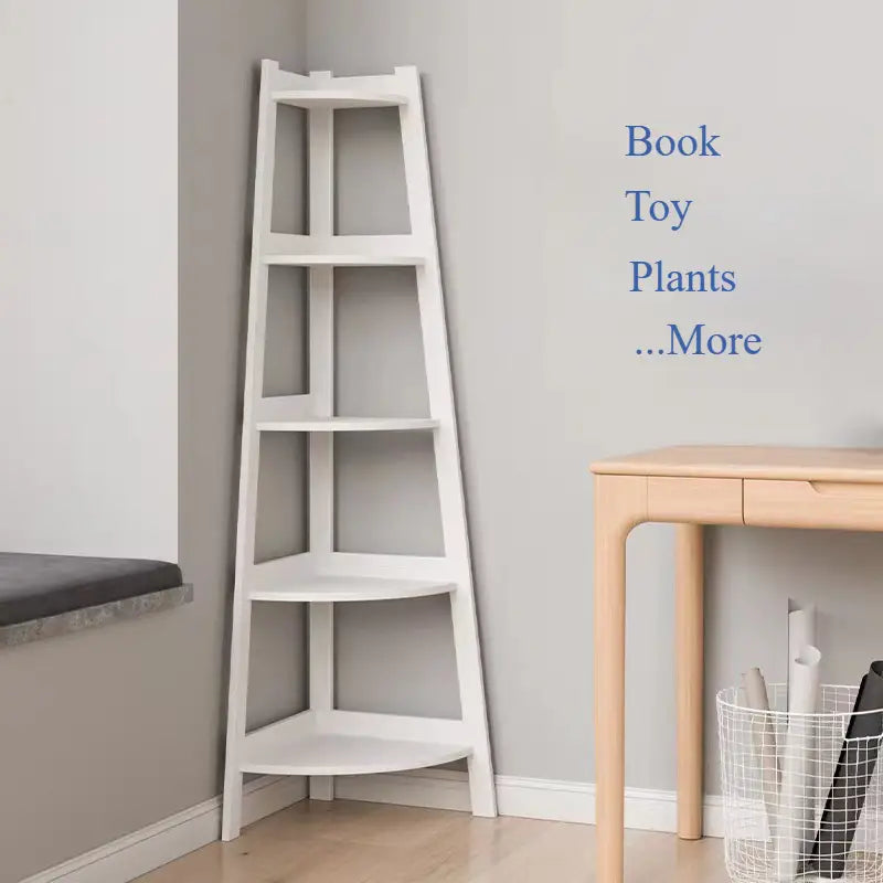 1pc White Corner Bookshelf