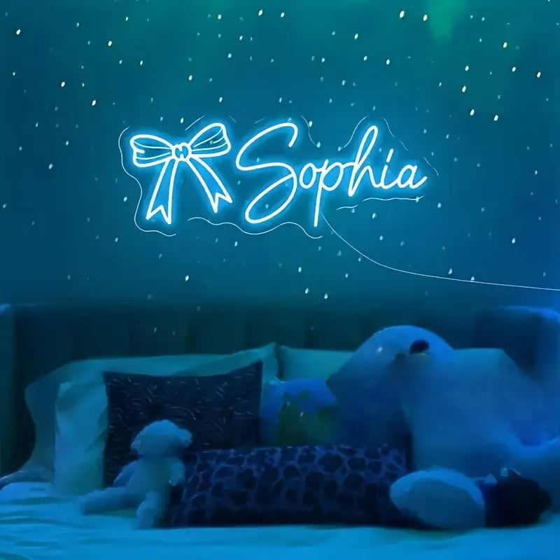 Personalized LED Neon Sign with Bow Tie - Custom Name "Sofia"