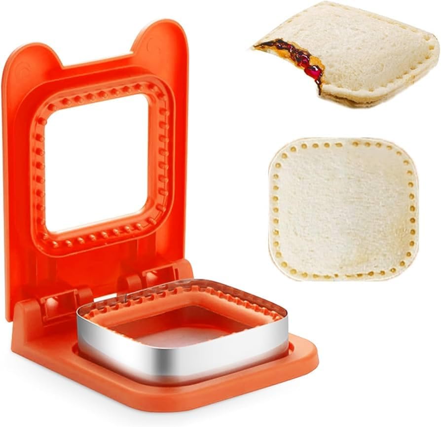 Sandwich Cutter and Sealer, Food Safe Kitchen Tool for Kids Lunch, Red and Yellow
