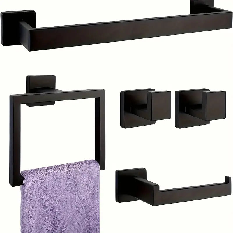 Black 304 Stainless Steel Towel Bar Set
