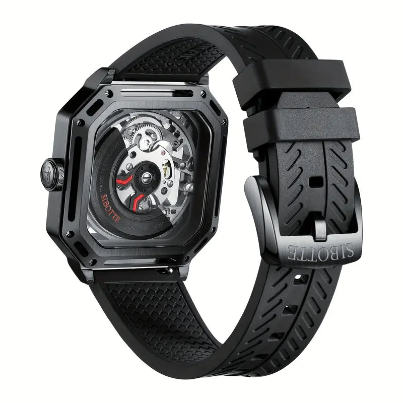 SIBOTTE Fashion Square Hollow Automatic Mechanical Men's Watch