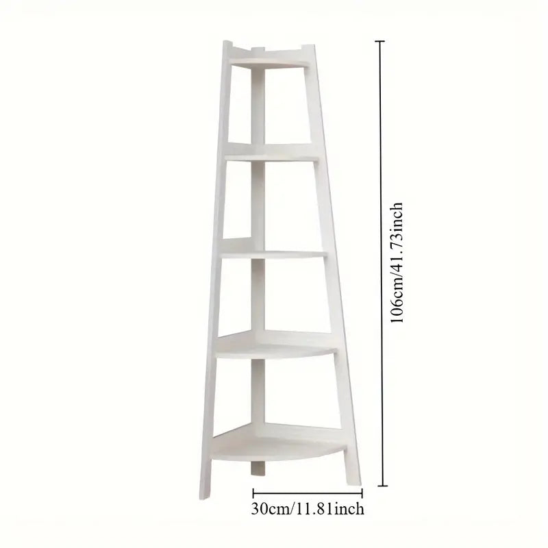 1pc White Corner Bookshelf