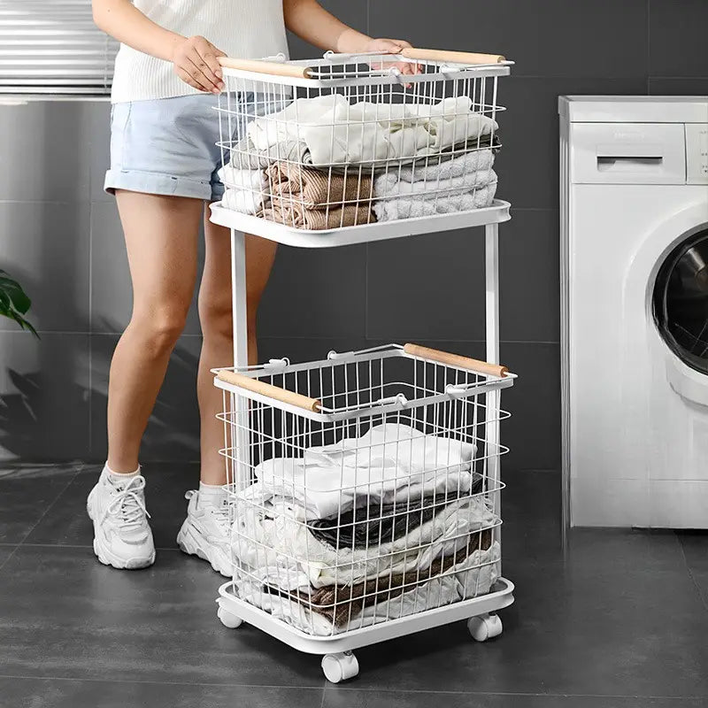 3pcs Heavy-Duty Laundry Basket and Wagon Set