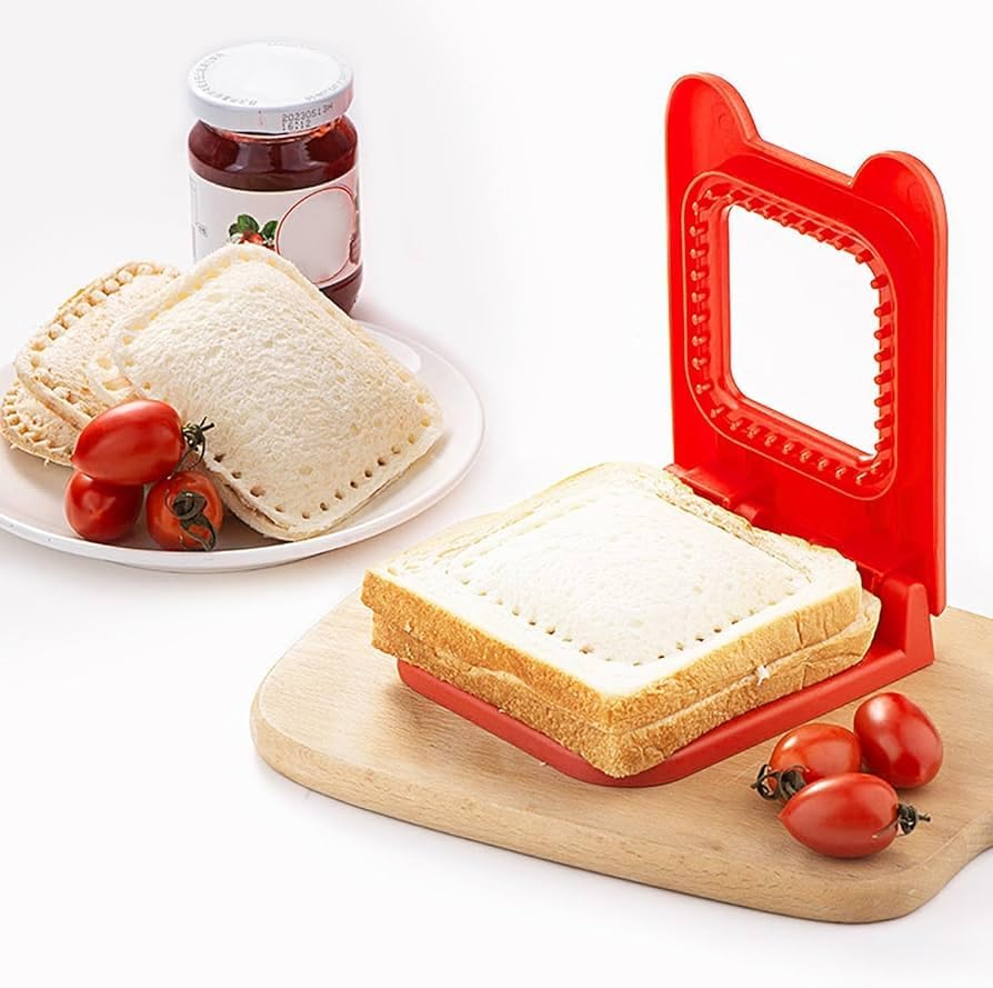 Sandwich Cutter and Sealer, Food Safe Kitchen Tool for Kids Lunch, Red and Yellow