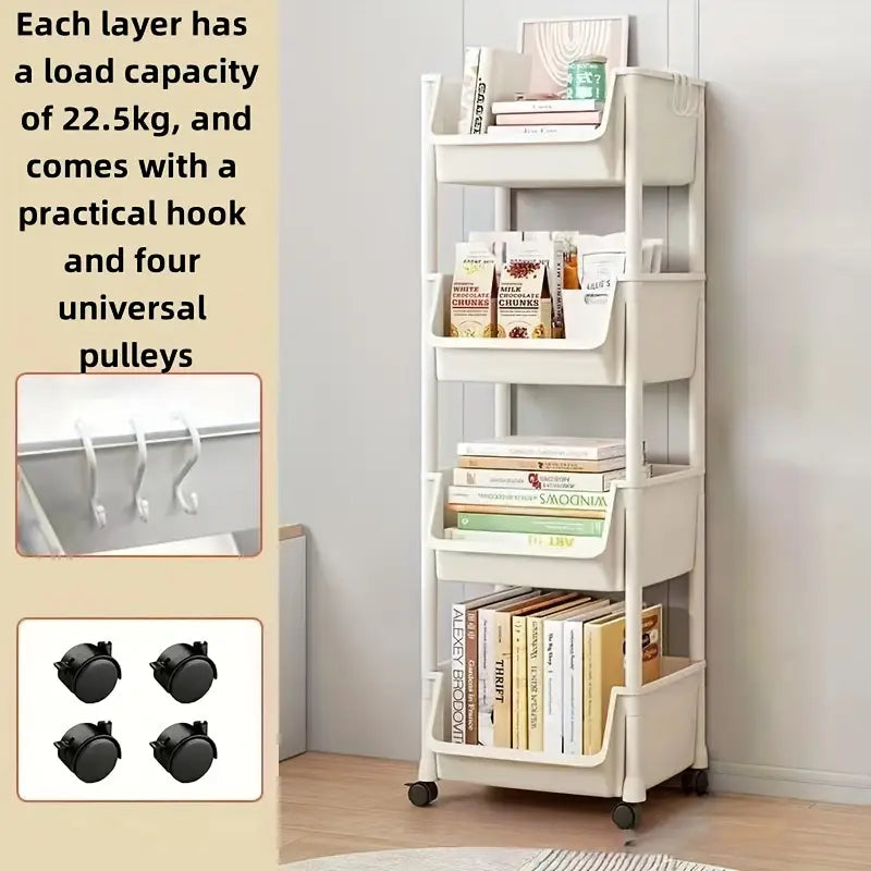 4-TierDouble Rolling Storage Cart with Wheels