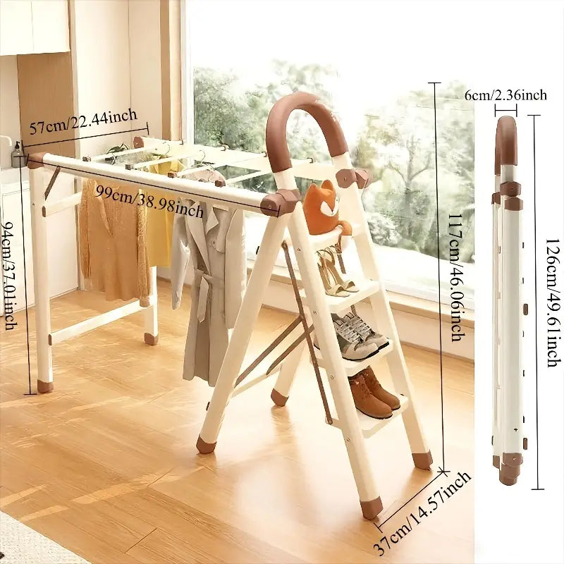 1pc Four Step Clothes Drying Rack Folding Ladder