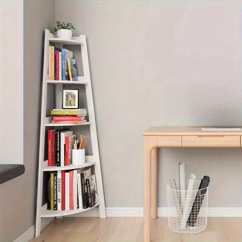1pc White Corner Bookshelf