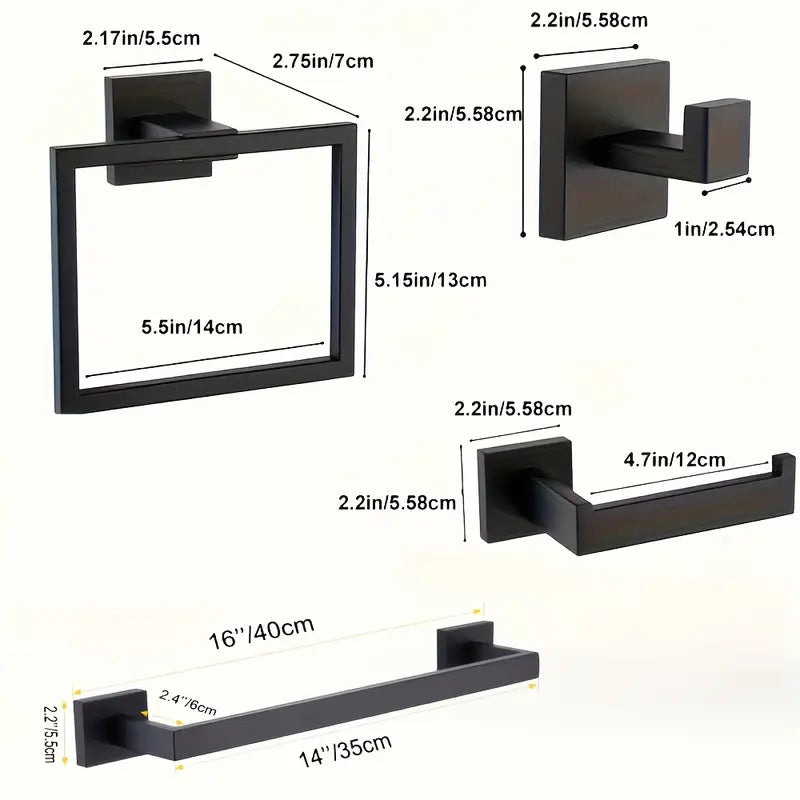 Black 304 Stainless Steel Towel Bar Set