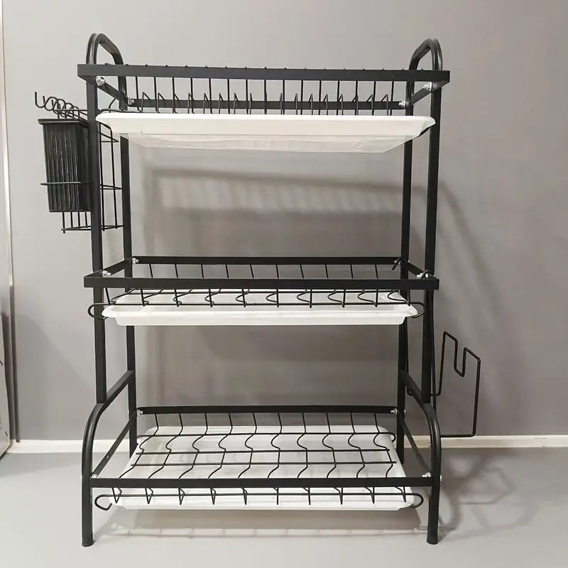 1pc Heavy-Duty Stainless Steel 3-Tier Wall-Mounted Kitchen Storage