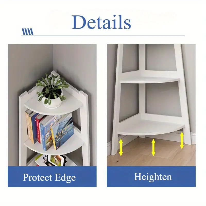 1pc White Corner Bookshelf