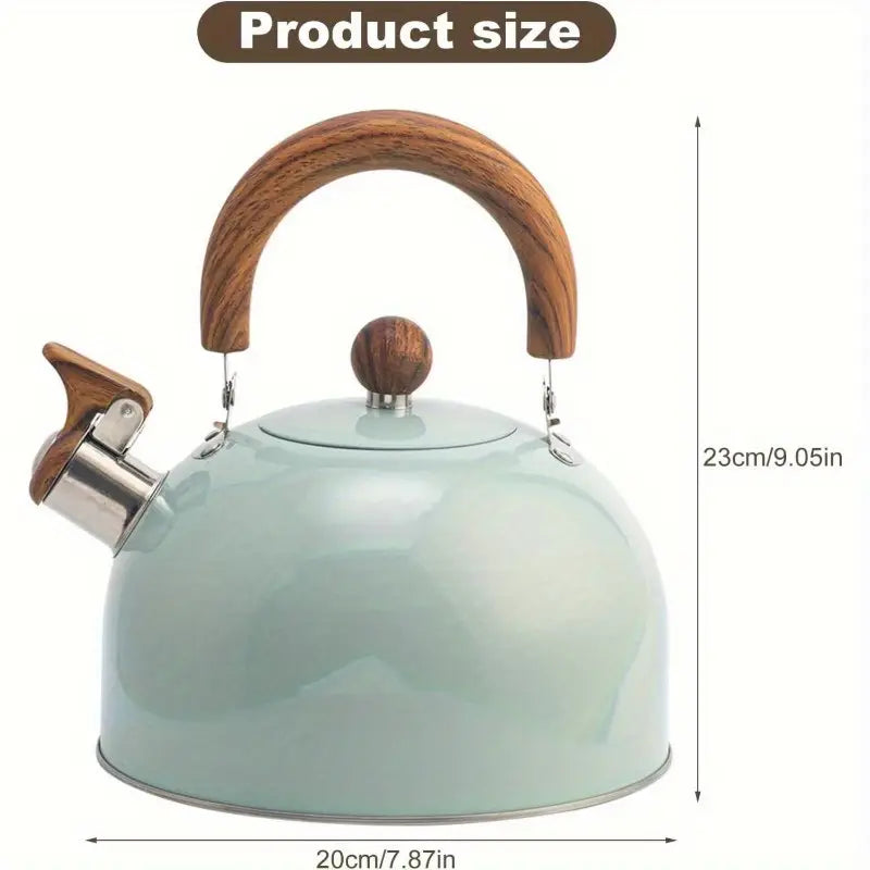 Large 101.44oz Blue Stainless Steel Whistling Kettle