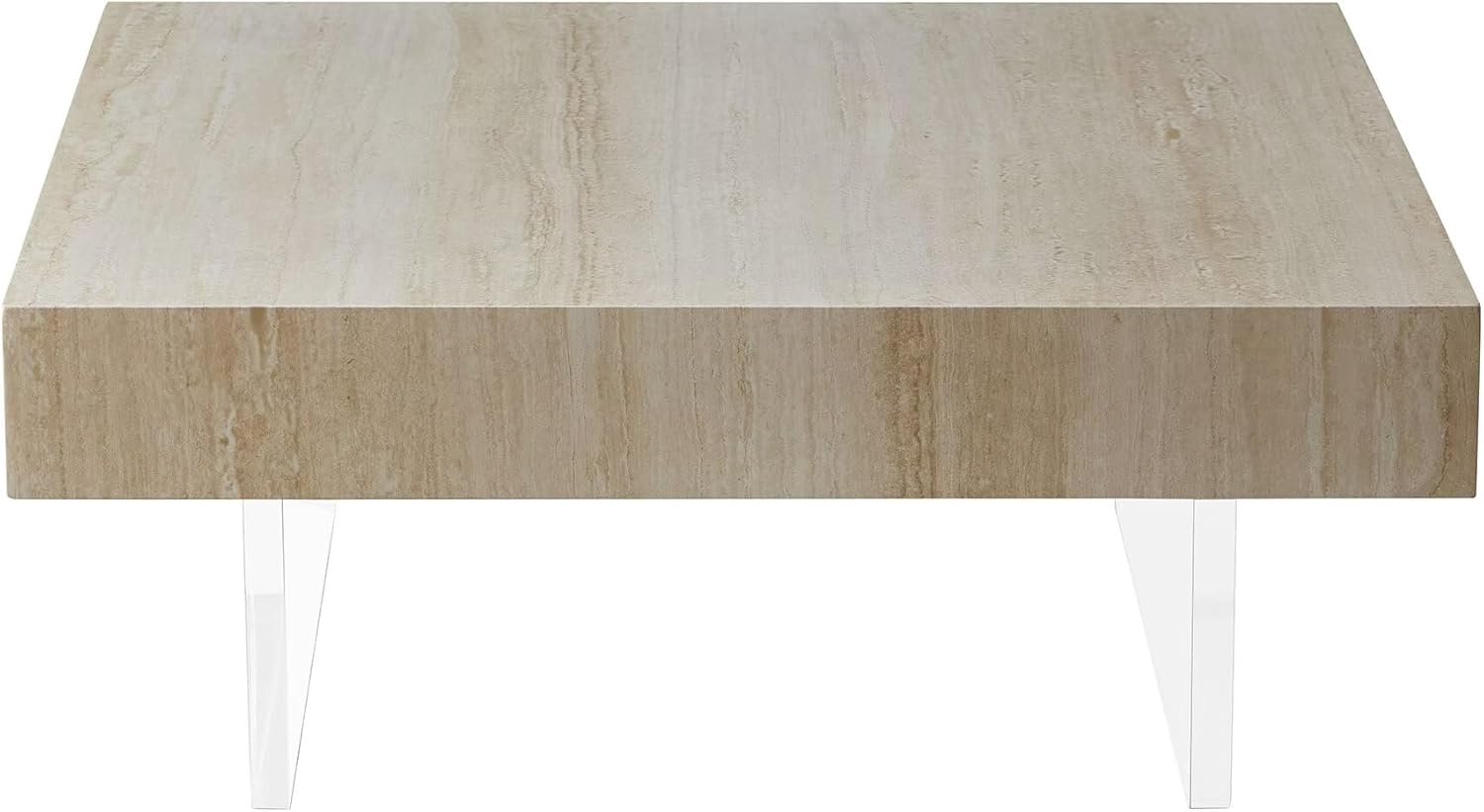 Square Faux Travertine Pattern Coffee Table