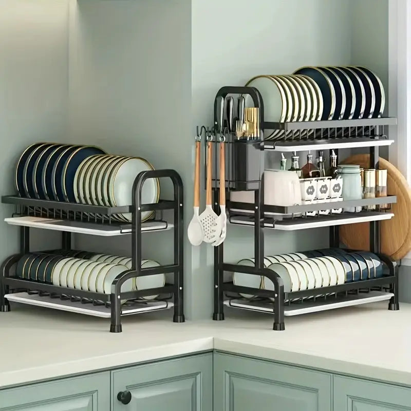 1pc Heavy-Duty Stainless Steel 3-Tier Wall-Mounted Kitchen Storage