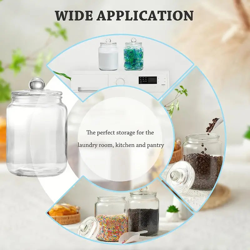 4pcs 2L Transparent Glass Laundry Jar Set