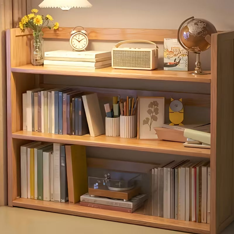 Wooden Multi-Tier Bookshelf with Reinforced Back Panel