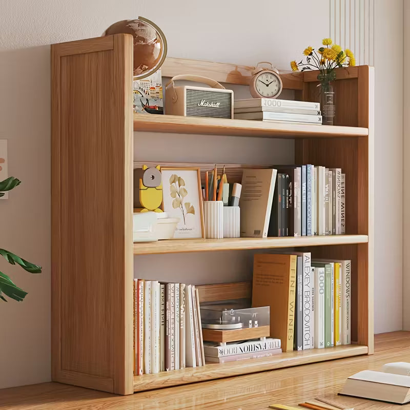 Wooden Multi-Tier Bookshelf with Reinforced Back Panel
