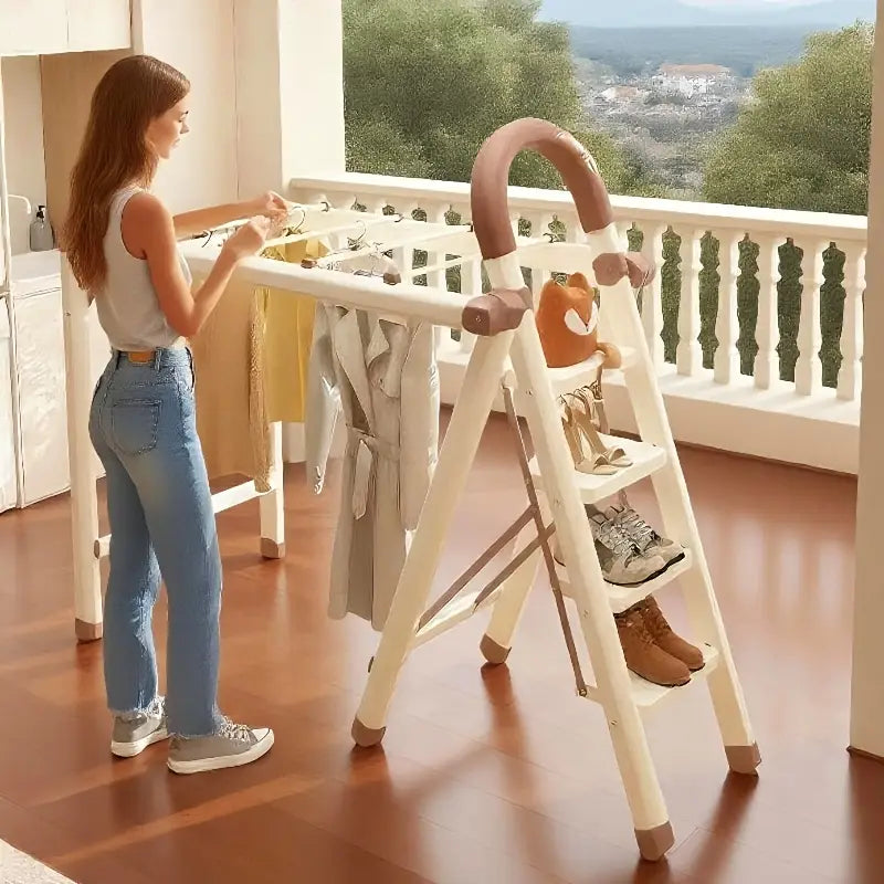 1pc Four Step Clothes Drying Rack Folding Ladder