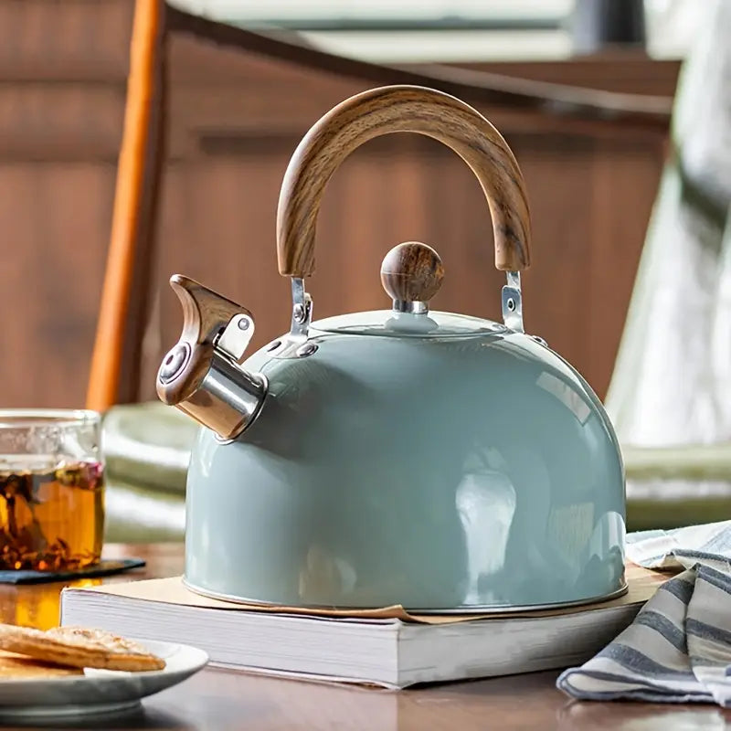 Large 101.44oz Blue Stainless Steel Whistling Kettle