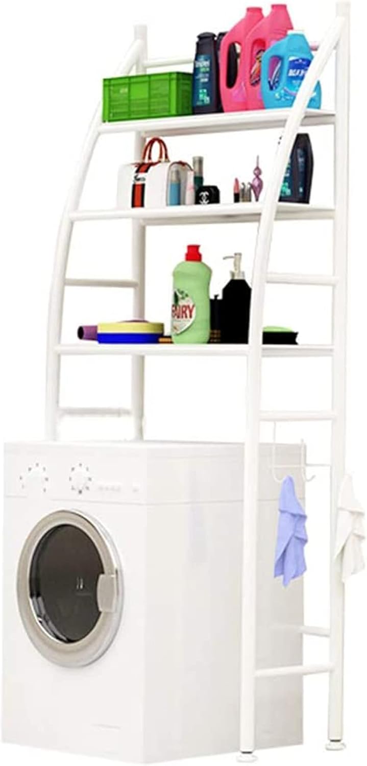 Cozin Space Saving Bathroom Shelf, Bathroom Shelf, Toilet/Washing Machine Organizer Holder, 3-Tier Towel Storage Rack Holder Over the Bathroom Shelf - White (Size: 65 x 166cm)