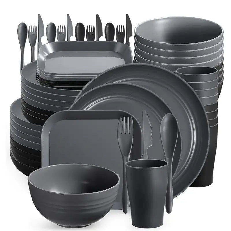 Fanser 64pcs Unbreakable Dinnerware Set