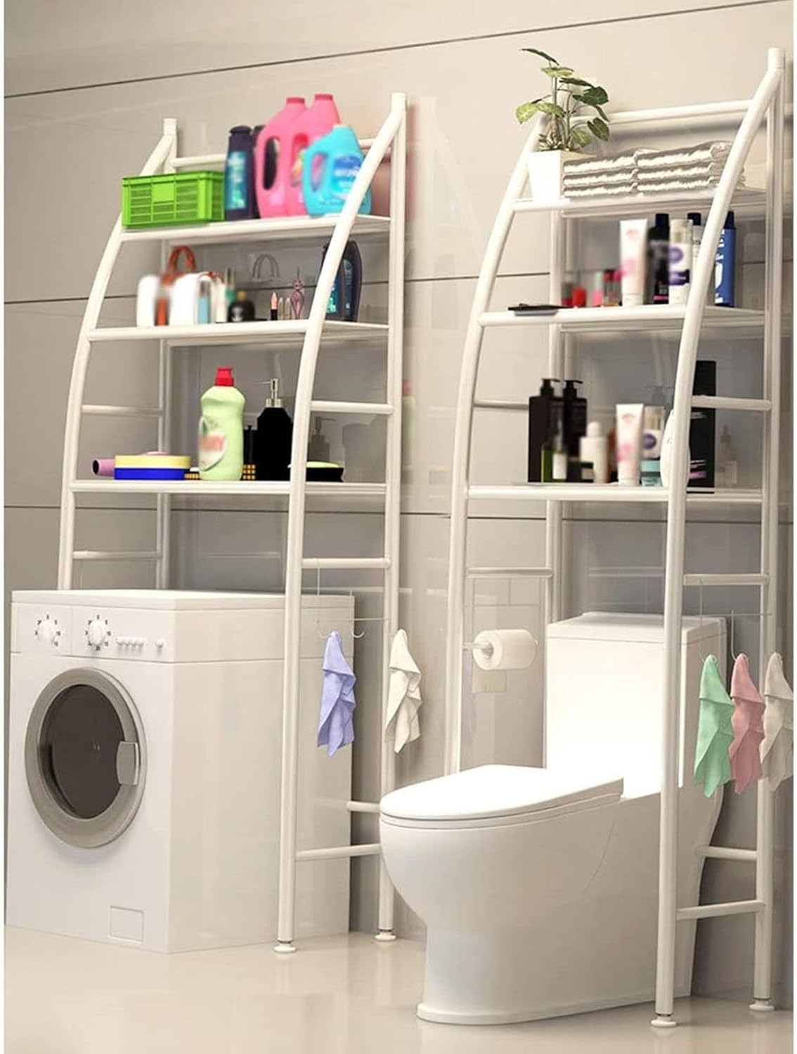 Cozin Space Saving Bathroom Shelf, Bathroom Shelf, Toilet/Washing Machine Organizer Holder, 3-Tier Towel Storage Rack Holder Over the Bathroom Shelf - White (Size: 65 x 166cm)