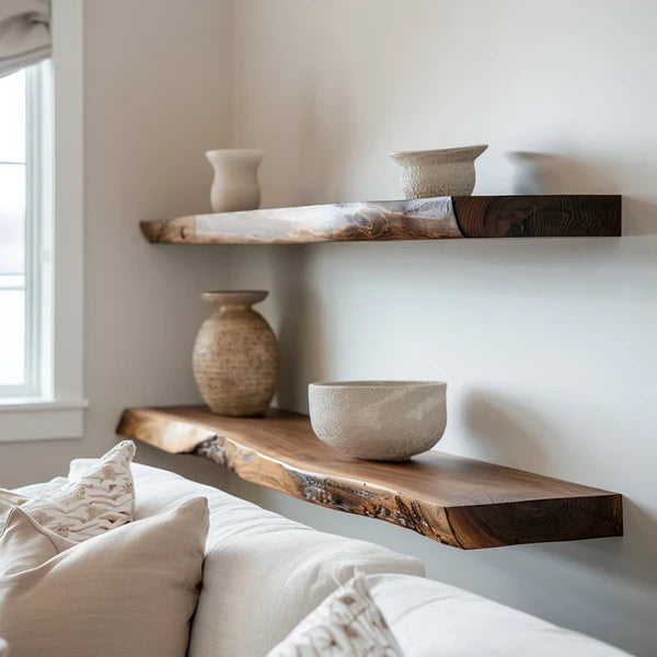 Live Edge Floating Wood Shelf
