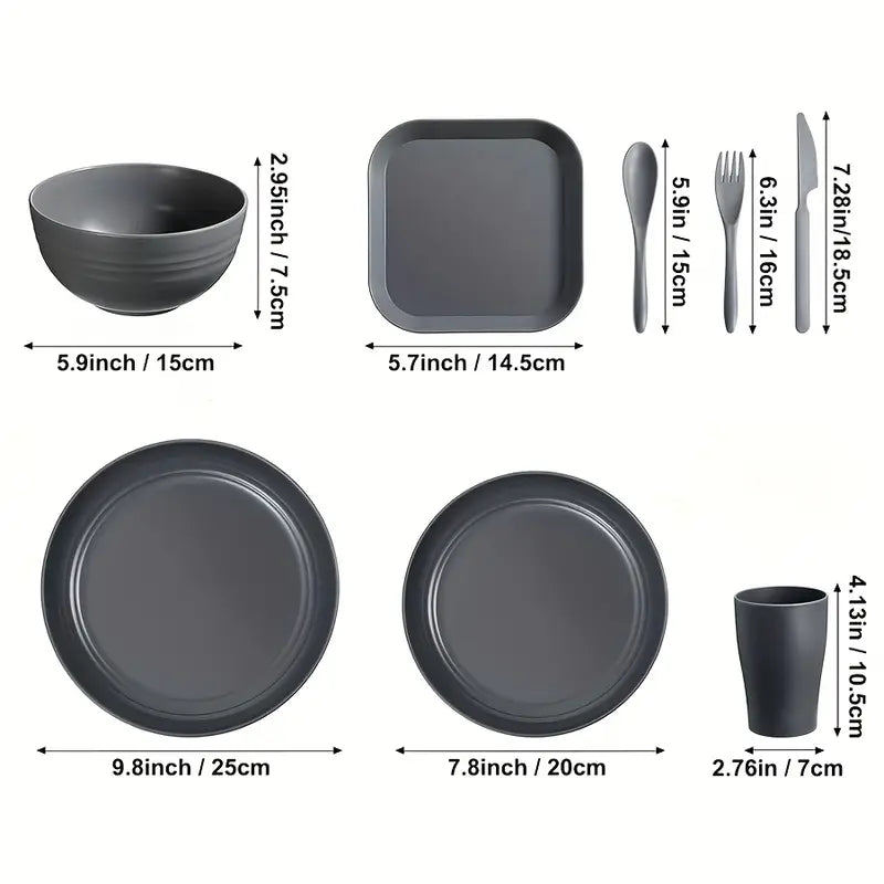 Fanser 64pcs Unbreakable Dinnerware Set