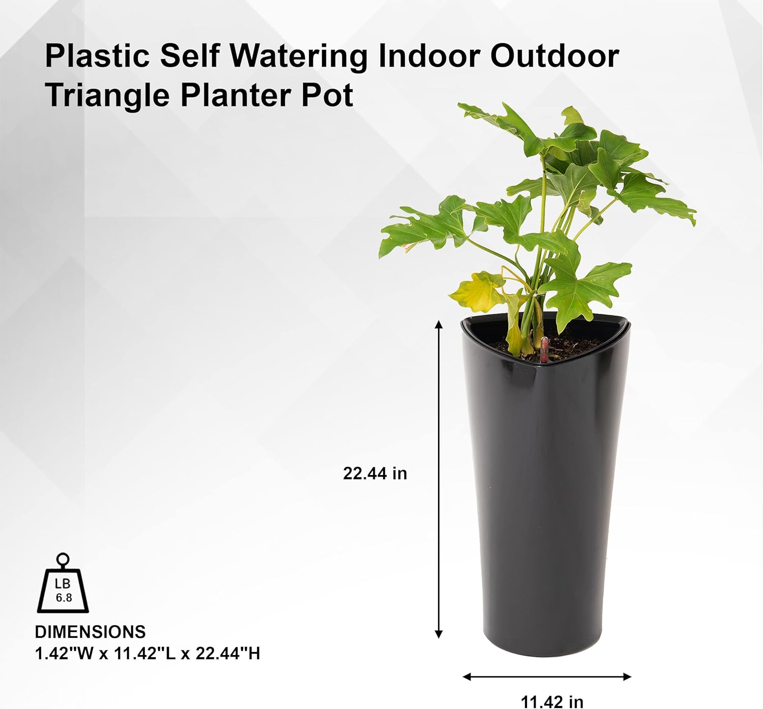 X-Brand 22.4" Black Plastic Triangle Planter