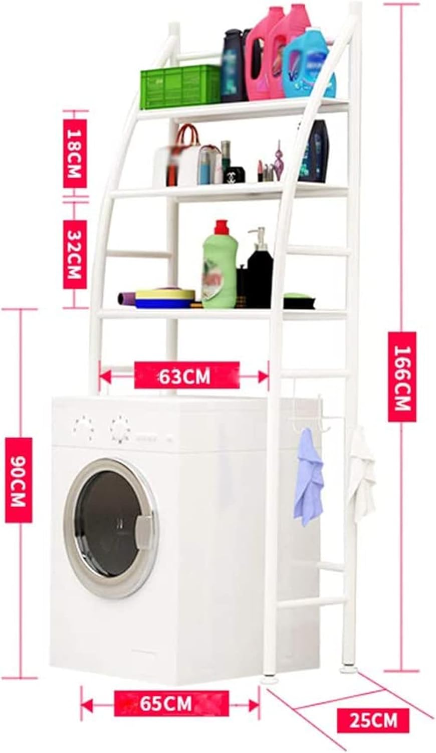 Cozin Space Saving Bathroom Shelf, Bathroom Shelf, Toilet/Washing Machine Organizer Holder, 3-Tier Towel Storage Rack Holder Over the Bathroom Shelf - White (Size: 65 x 166cm)