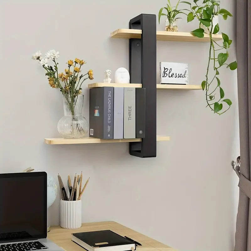 3-Tier Black Wall-Mounted Floating Shelves
