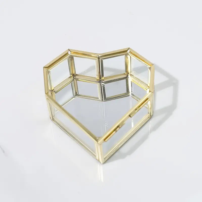 1pc Custom Heart-Shaped Glass Jewelry Box