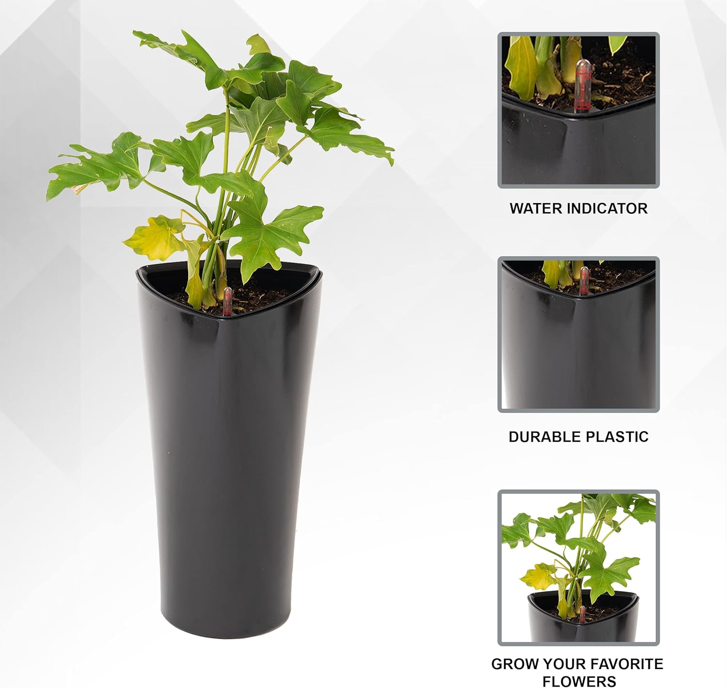 X-Brand 22.4" Black Plastic Triangle Planter