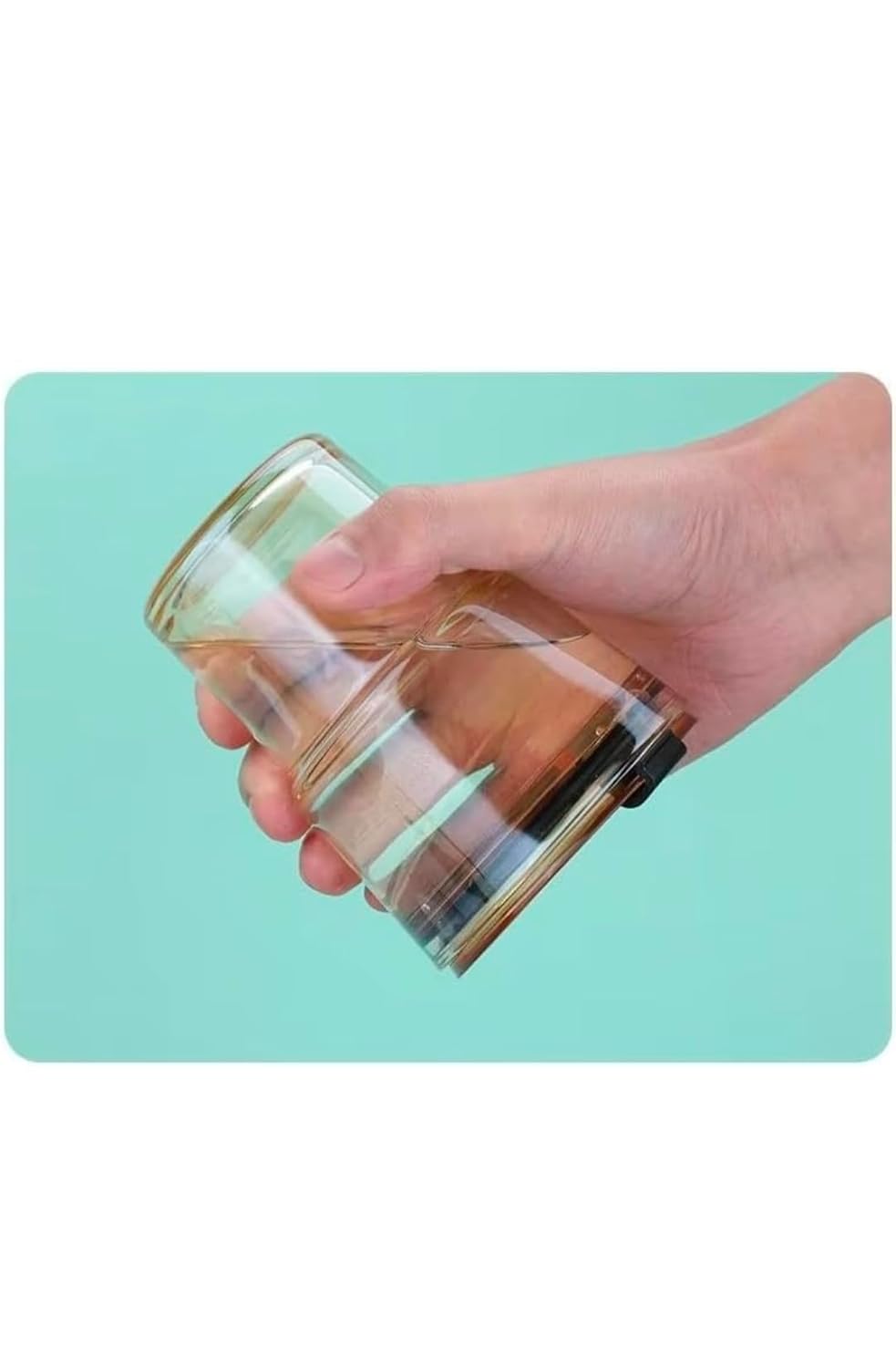 Urban Crafters Glass Tumbler with Straw, Orange Leather Sleeve, 500ml