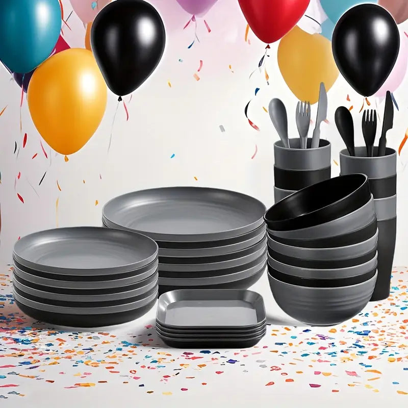 Fanser 64pcs Unbreakable Dinnerware Set