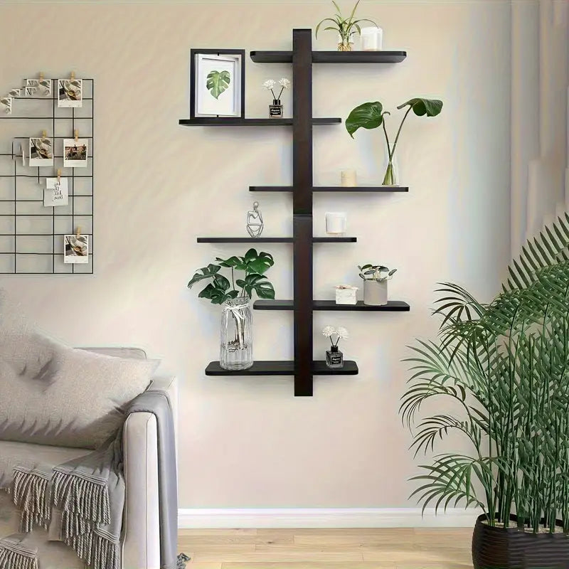 3-Tier Black Wall-Mounted Floating Shelves