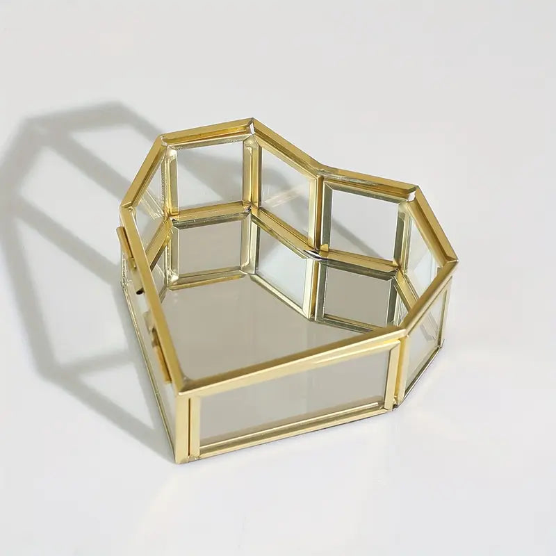 1pc Custom Heart-Shaped Glass Jewelry Box