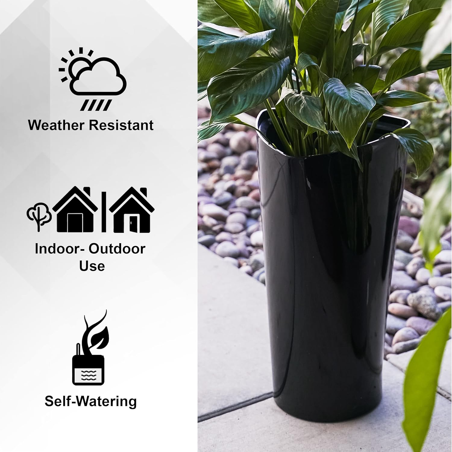 X-Brand 22.4" Black Plastic Triangle Planter