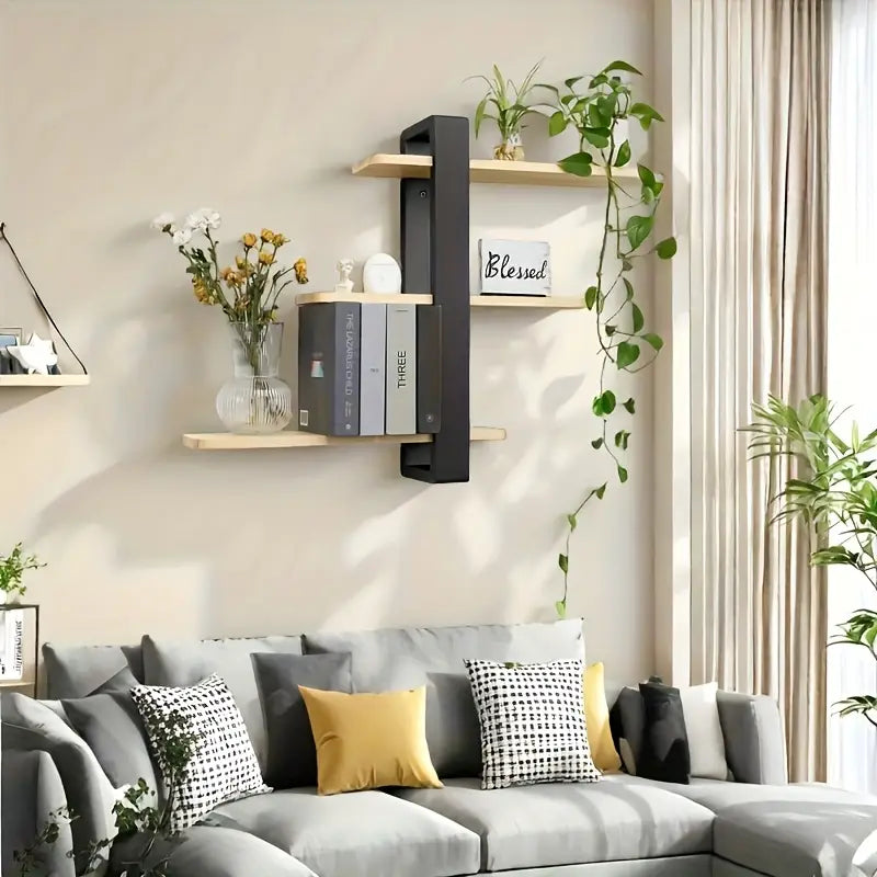 3-Tier Black Wall-Mounted Floating Shelves