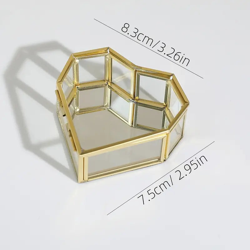 1pc Custom Heart-Shaped Glass Jewelry Box
