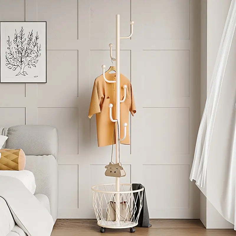 Creamy luxury floor coat rack, modern minimalist style