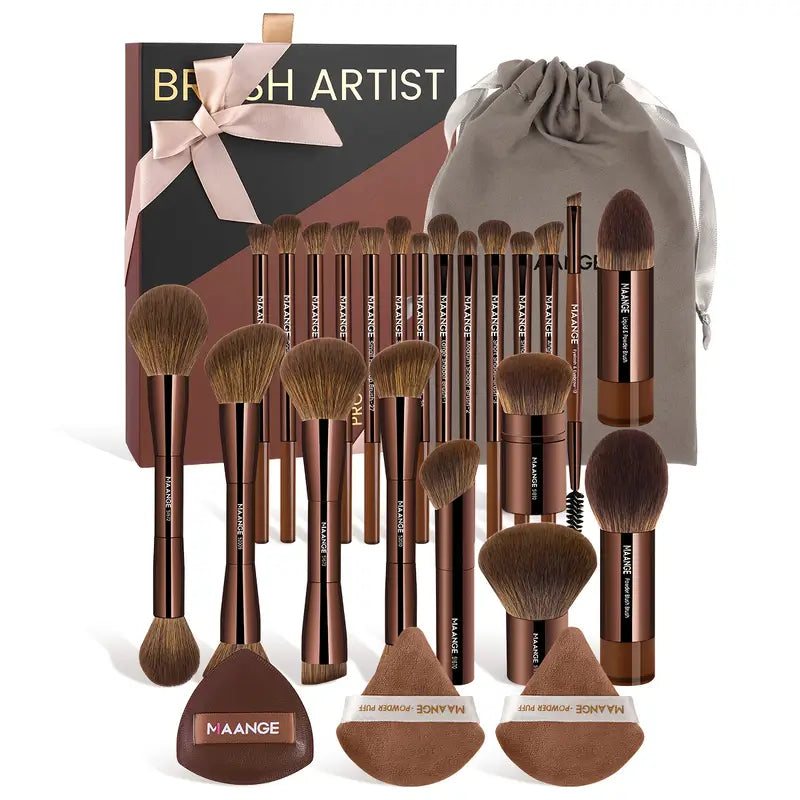 MAANGE 22pcs Aluminum Tube Makeup Brush