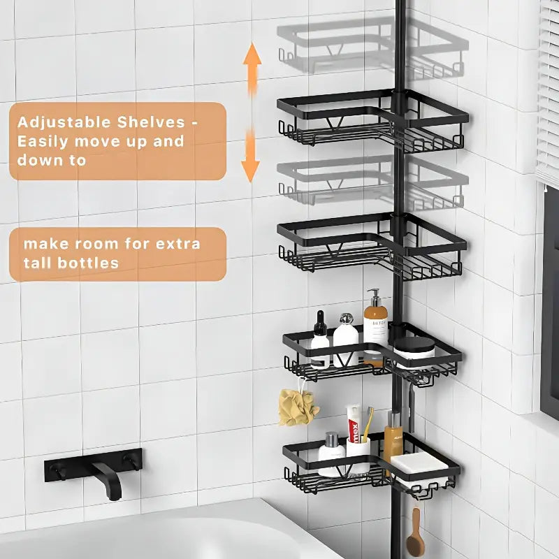 Corner Shower Shelf with Extendable Rod