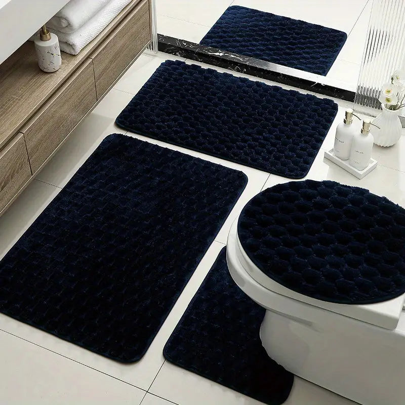 5pcs plush bathroom mat set