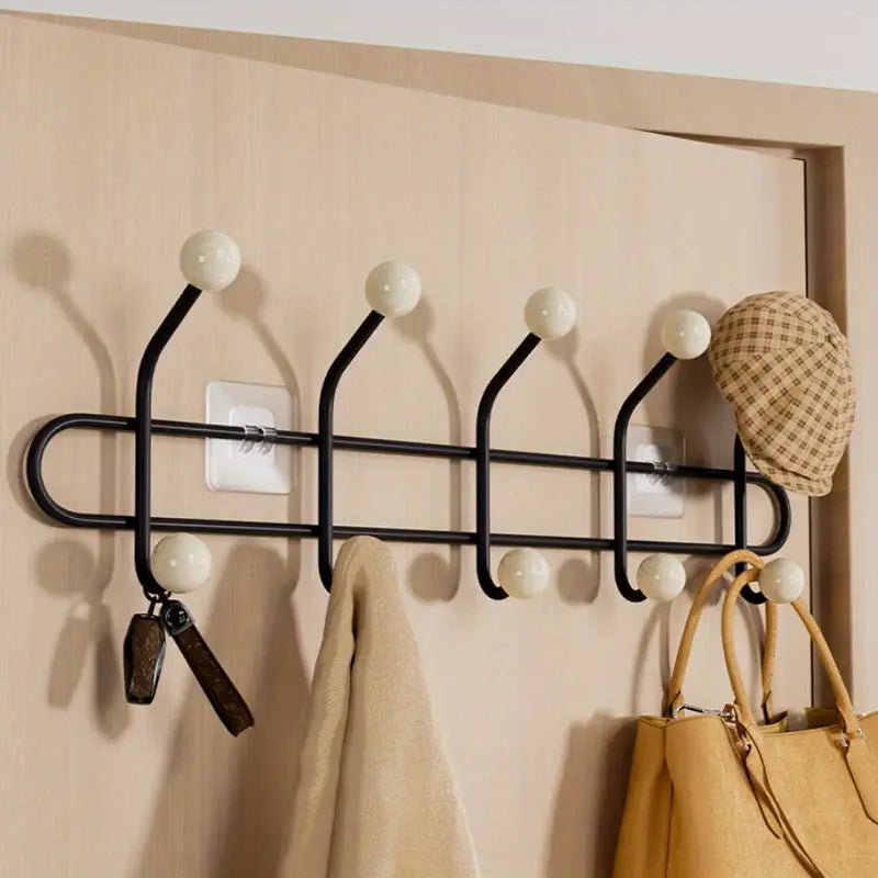 A 7pcs Wall Hook Rack Without Nails Featuring 12 Hooks