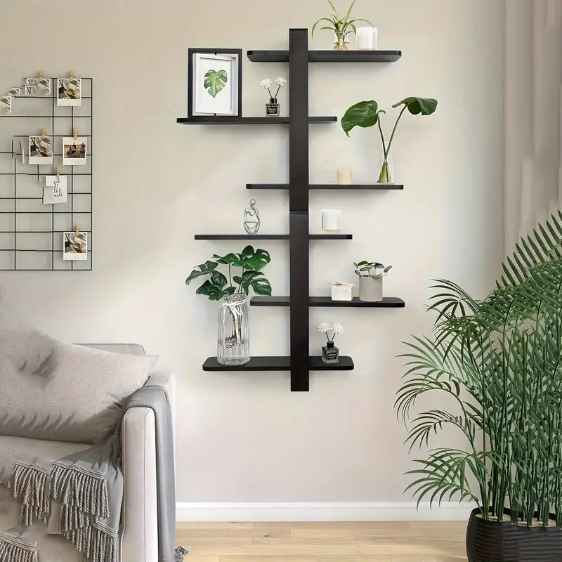 3-Tier Black Wall-Mounted Floating Shelf