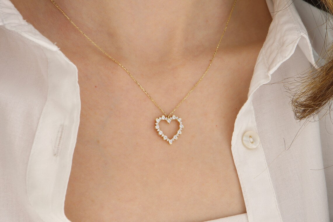 Heart shaped 14k Solid Gold Necklace