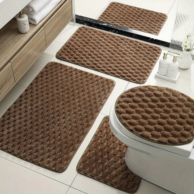 5pcs plush bathroom mat set