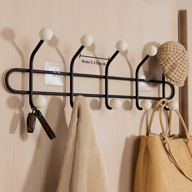 A 7pcs Wall Hook Rack Without Nails Featuring 12 Hooks