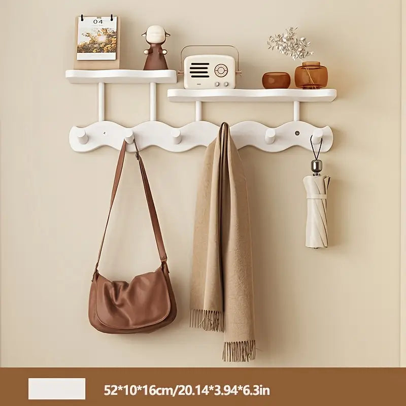 Bamboo Wall-Mounted Coat Rack with Hooks