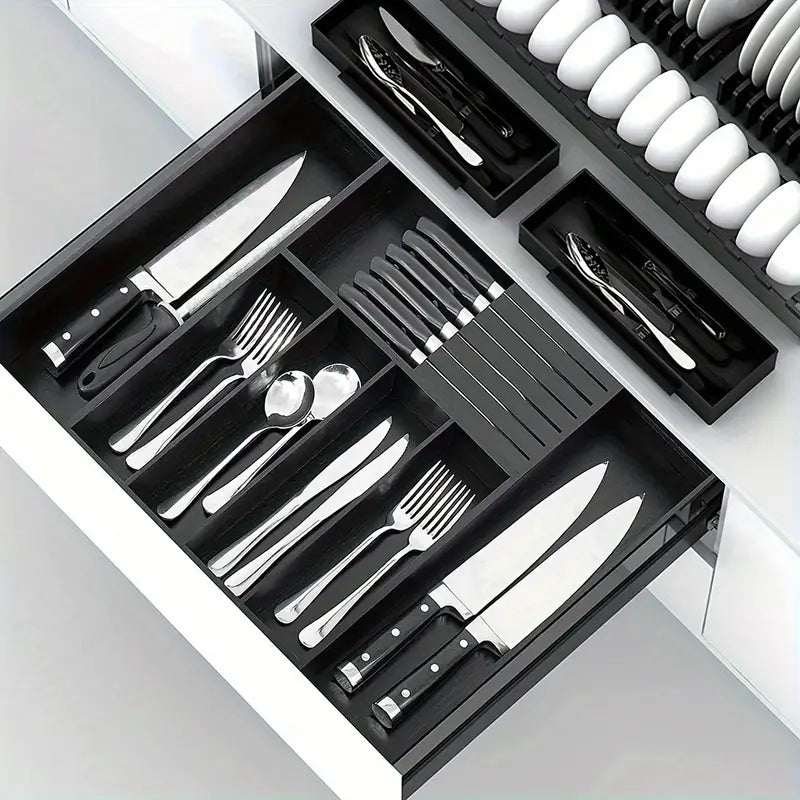 Expandable Bamboo Drawer Storage Box for Cutlery Holder